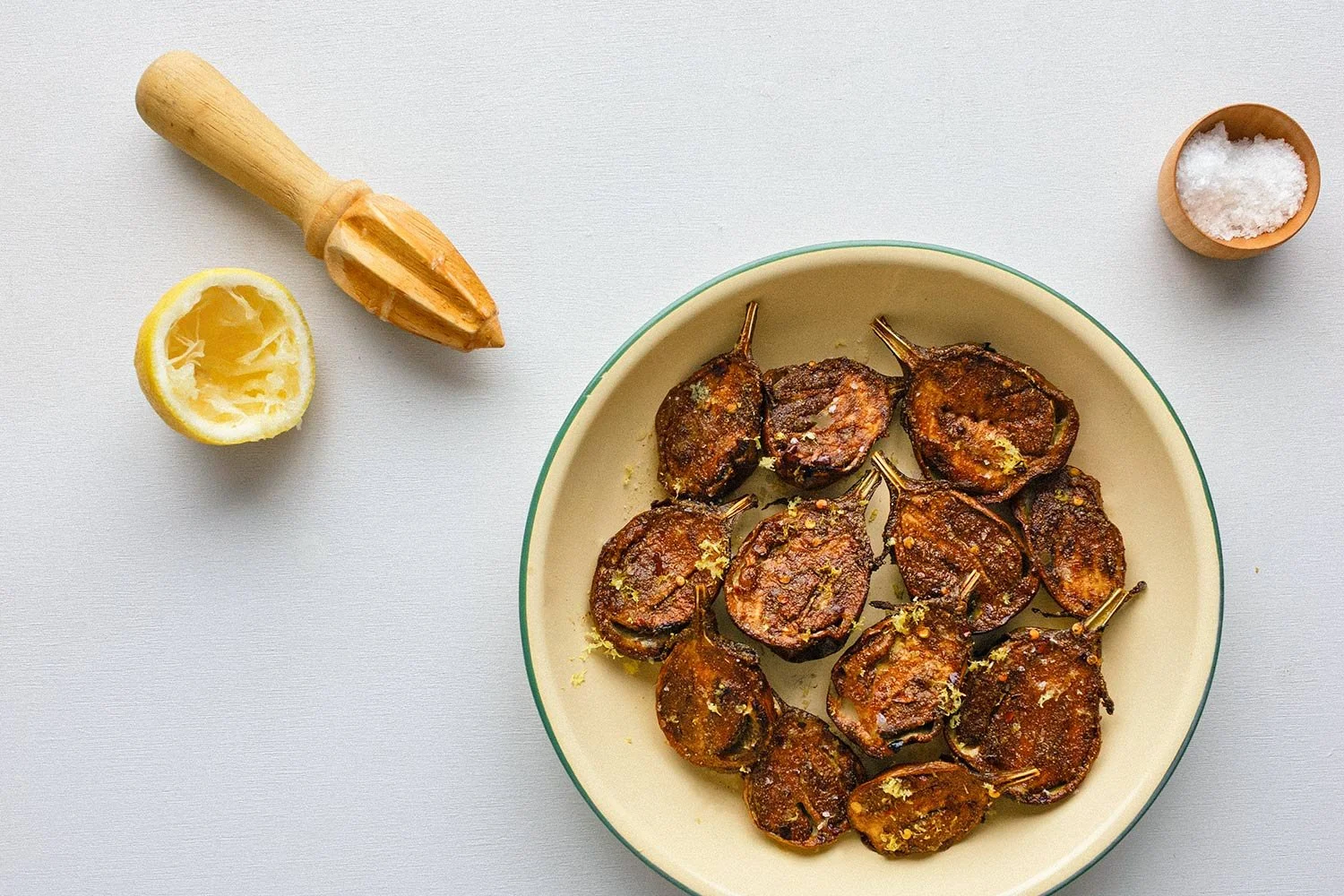 Spiced baby eggplants