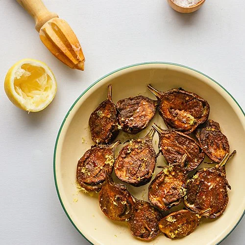 Spiced baby eggplants