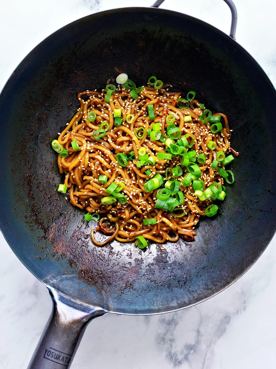 Sticky fried hoisin and garlic Hokkien noodles for lunch.

I used to measure out the sauce &ndash; it's hoisin, soy, Chinkiang vinegar, Shaoxing wine and sesame oil &ndash; every time I made this which, while not exactly a hardship, was a bit of a fi