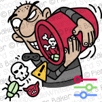 CrookScammerHackerThiefFeedingVirusBugsBadRansomwarePhishingWarningTriangleBadPour.png