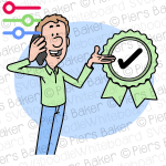 ManPhoneMobileCellCallTalkingPointToApprovedApprovalRosetteTickHappy.png