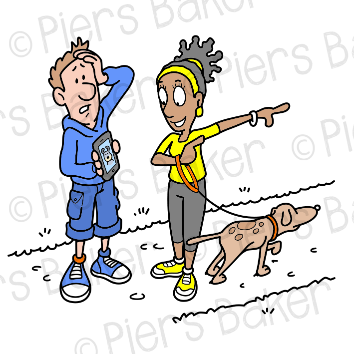 ManLostDogPetPhonePhotosDirectionHelpManWomanPointerDirectionFindLose.png