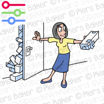 WomanHoldPackagePushCloseShutDoorDeliveryMailHideBlockFraudCheatSteal.png