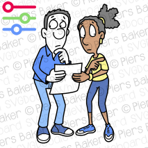 DiversityManWomanHoldDocumentPaperworkBillInvoiceWorriedWorryConcernlookBehindRearFearAfraidScared.png