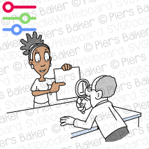 BlackWomanShowReportHazardWarningMagnifyingGlassLookInvestigateBossManager.png
