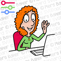 GingerRedHeadHairedWomanHappywaveGreetComputerDesktopSmilePretty.png
