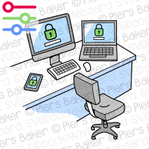 ComputerLaptopPhoneLockedSecurityConfidentialDataPrivacySafetyWorkstationChairHotDeskPCAbandonedEmptySeat.png