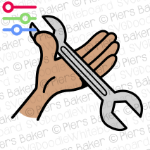 HandHoldingWrenchSpannerToolFixRepairBlackDiversity.png