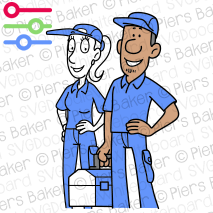 ManWomanFemalePlumersTeamColleaguesToolboxEngineersBuildersConstruction.png