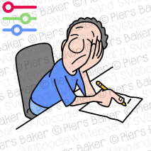 ManAsleepBoredWriteTiredExhaustedLetterPaperDocument.png