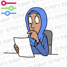 DiversityBlackHijabWomanReportConcernedWorriedWorryWorkplaceComplianceFraudReadDocumentPaperwork.png