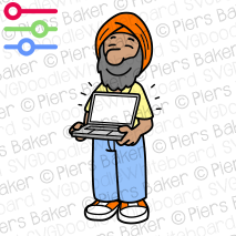 SikhTurbanManHoldLaptopComputerProudPridehappySuccessScreenMonitorAchievement.png