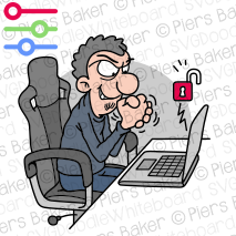 mansecuritybreachpadlockunlockedopenvulnerablehappygleehackerscammertrollcrookthiefrubbinghandstogethersmilefraudtheftcompliance.png