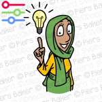 HijabWomanIdeaLightbulbPointFingerUpwardsEurekaBrainwaveConceptHappySmile.png