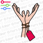 HumanTraffickingModernSlaveryTiedUpForSaleLabelTicket.png