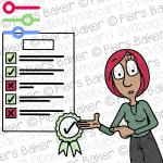 WomanPointShowIndicateRulesPosterListApprovalRosetteApproveTickCrossCheckConcerned.png