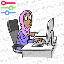HijabWomanPointingDesktopComputerWorkplaceKeyboardHappyDiversity.png