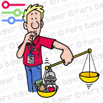 PeterWarehouseManagerHoldingScalescashMoneyLawHeartBankHealthWeighUneven.png
