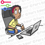 BlackDiversityWomanSitDeskGlumUnhappyLaptopComputerSlumpDepressedStressedSlouchWorryWorried.png