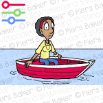 BlackWomanSitBoatSeaUnsureWorryWorriedScaredAfloatNoOarsUnsafe.png