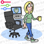 WomanDeskWorkplaceLockedMonitorComputerScreenSecurityPrivacyCoffeeChair.png