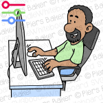 HappyManWorkingDesktopComputerWFHKeyboardMouseOnline.png