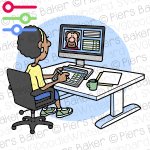 MayaWorkingComputerZoomCallOnlineMeetingTabletWorkplaceDeskInterviewSelectionEmployeeBossManager.png