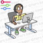 BlackDiversityWomanDeskComputerHappyEagerActStandUpGetReadyPreparedLeapJumpWorkplace.png