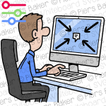 ManComputerWorkplaceMonitorArrowsPointSmallMessageTextPointIndicateKeyboardSpeechBubble.png