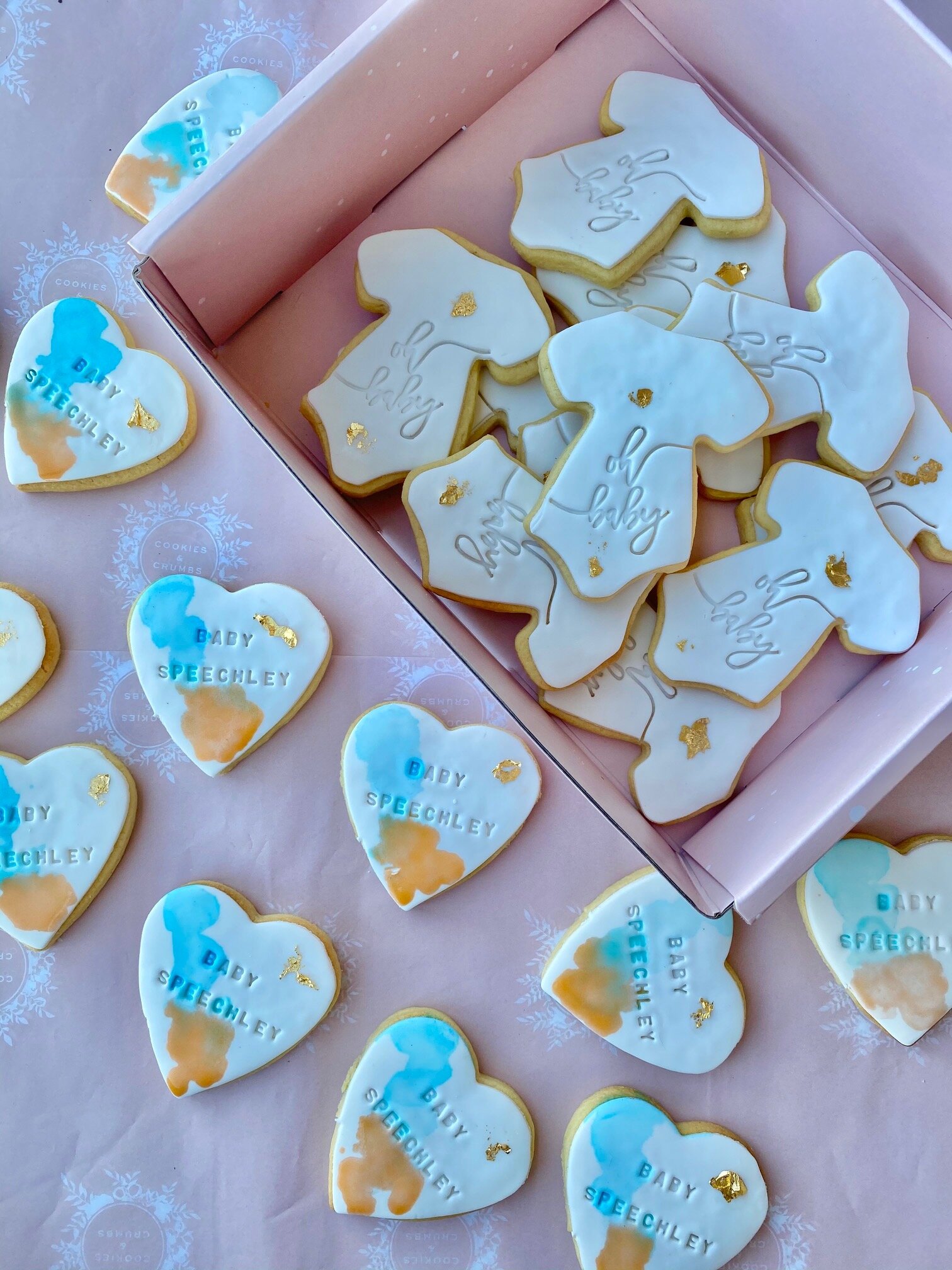 BLUE &amp; ORANGE BABY SHOWER cookies