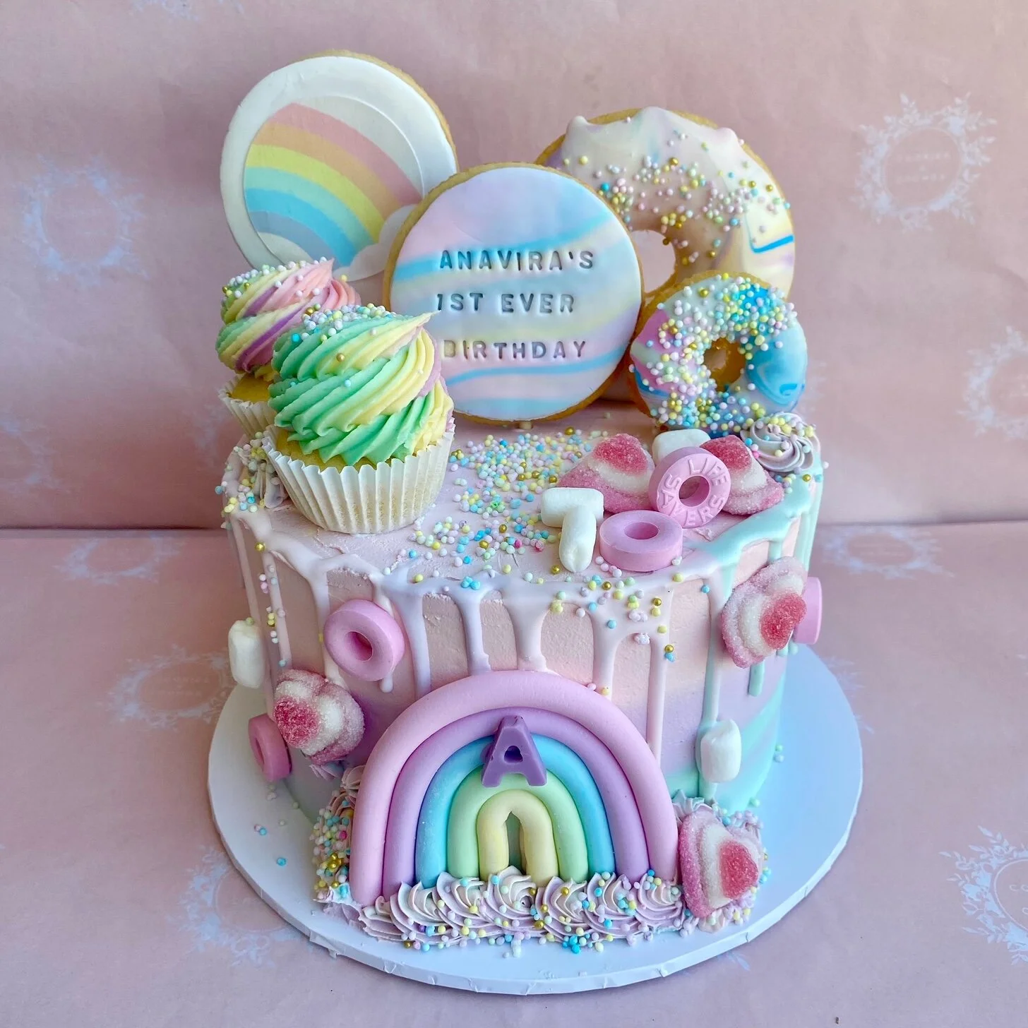 cake-pastel-theme-rainbow-donuts-cookies-lollies-sprinkles-birthday.JPG