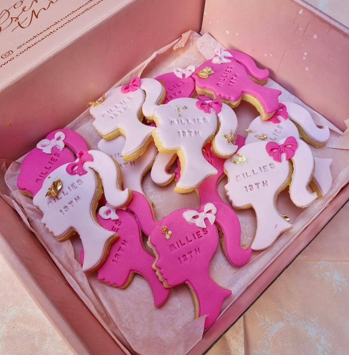 C&rsquo;mon Barbie let&rsquo;s go party! 💕💄🎉 The most adorable hot pink Barbie doll cookies perfectly personalised for Millie&rsquo;s 13th birthday party! 🥳 

#personalised #barbieparty #birthdaygirl #pink