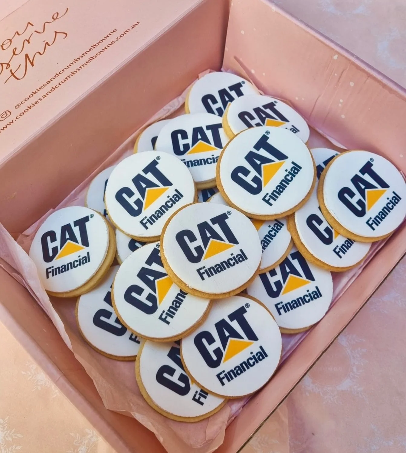 Bringing brands to life in the sweetest way ✨

These custom CAT Financial cookies were created with crisp edible prints, our signature vanilla base, and packaged to perfection for their corporate event.

There&rsquo;s something so special about seein