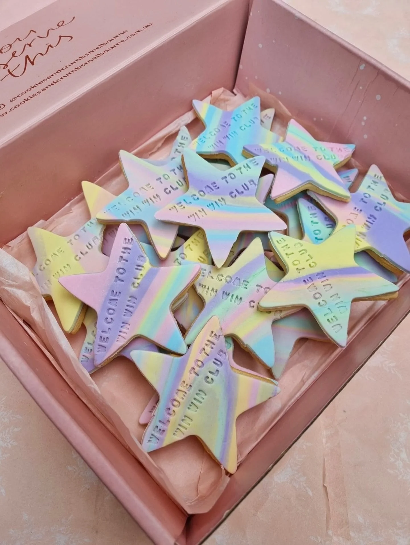 Welcome to the win-win club ⭐️✨Always love creating for our client @revofitness 

Pastel rainbow star cookies, baked to celebrate new beginnings, big moments &amp; little wins 🌈💫
Soft hues, sweet details, and the perfect way to make anyone feel ext