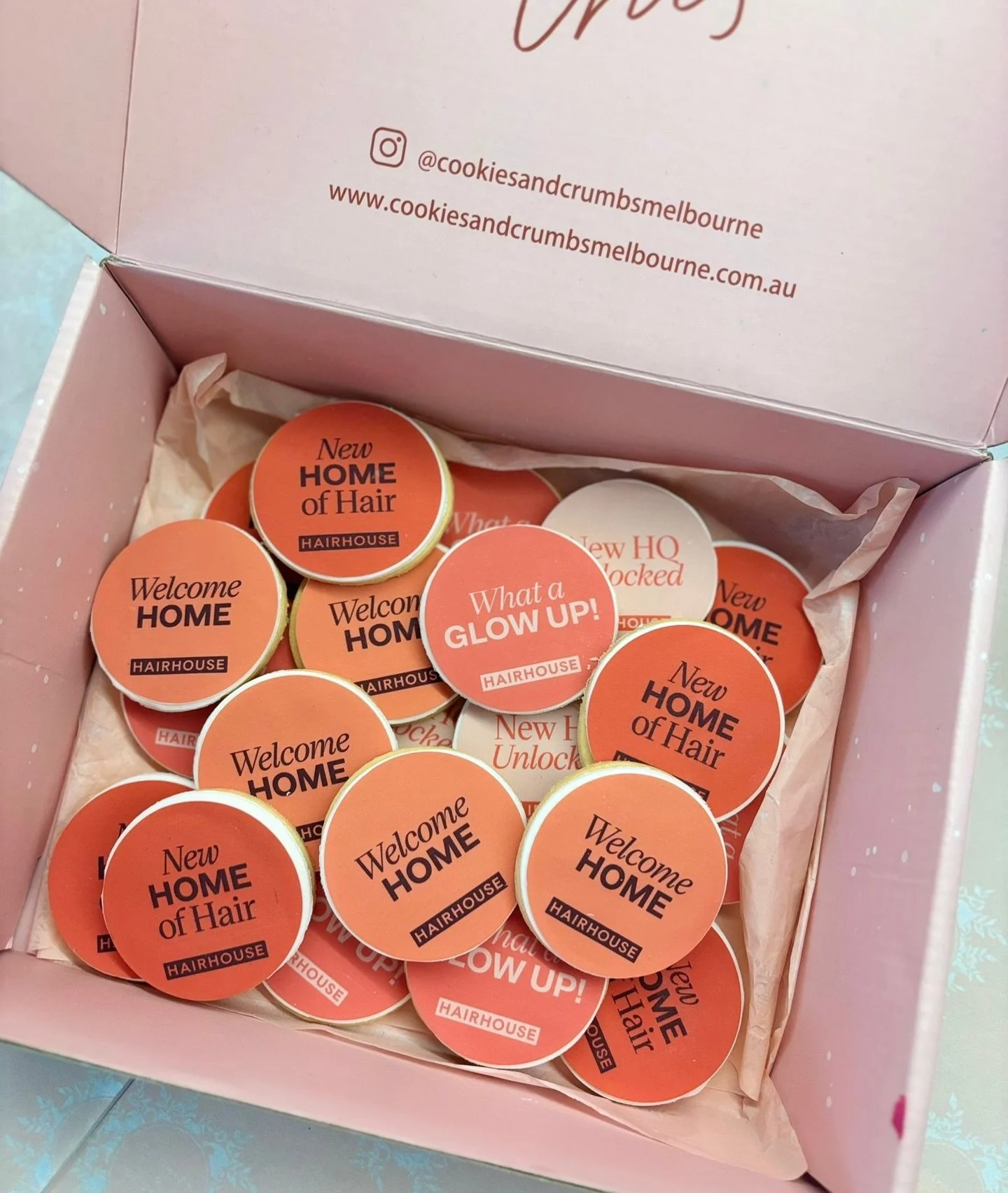 Custom branded cookies for Hairhouse to celebrate their New Home of Hair glow up 💇&zwj;♀️💫
From &ldquo;Welcome Home&rdquo; to &ldquo;What a Glow Up!&rdquo; - every detail was designed to match their fresh new look.

Nothing sweeter than helping bra