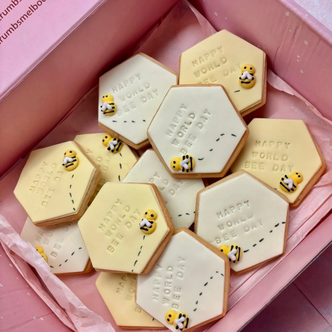 Our client @lifeatdll getting ready for World Bee Day next week with lots of these sweet little bee cookies 🐝🍯💛 

The cutest way to celebrate our tiny pollinators ✨ #worldbeeday #customcookie #melbournecookie