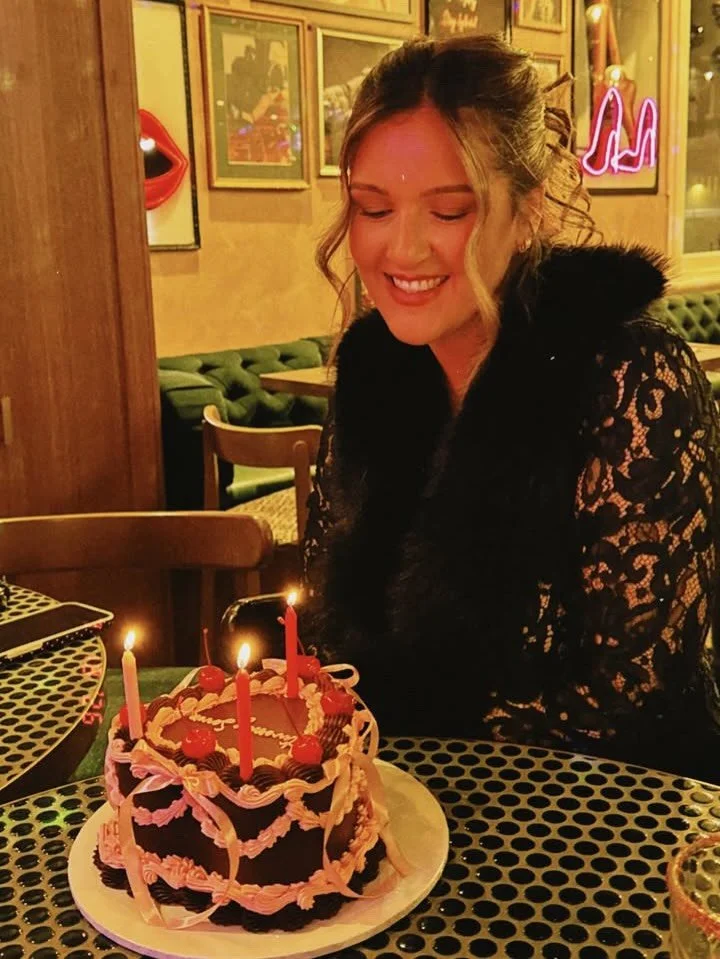 Serving timeless sophistication with lace, fur and our Burgundy Babe Vintage Cake. ❤️🍒🎀✨ 

Burgundy is the colour of the season, and we&rsquo;re completely obsessed. 🍷🤍 Happy 27th to the birthday babe! 🥂💋 @chantalfronemann 

#vintagecake #burgu