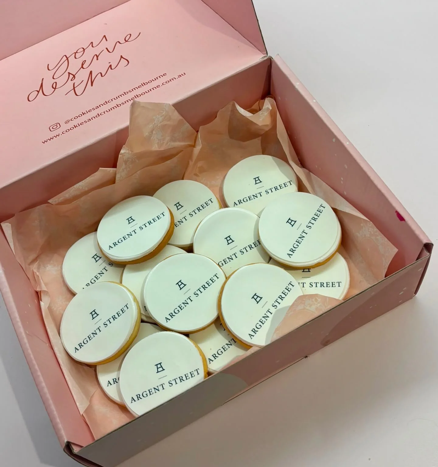 Who says networking can&rsquo;t be delicious? Grab a &ldquo;business card&rdquo; and let&rsquo;s chat! ☕️ Hundreds made for our client @argent_street 🫶🏻