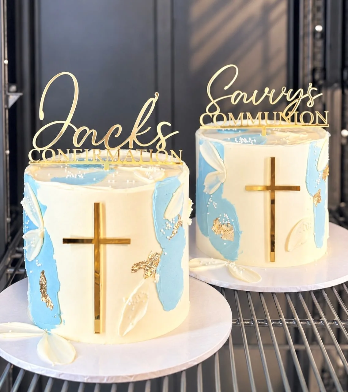 A little touch of gold, a hint of blue and so much love in every detail 🤍✨

Beautifully personalised cakes for Jack&rsquo;s Confirmation and Savvy&rsquo;s First Holy Communion &bull; two very special celebrations made even sweeter with bespoke desig