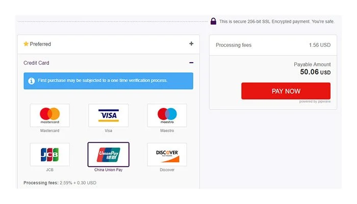 Select payment methods
