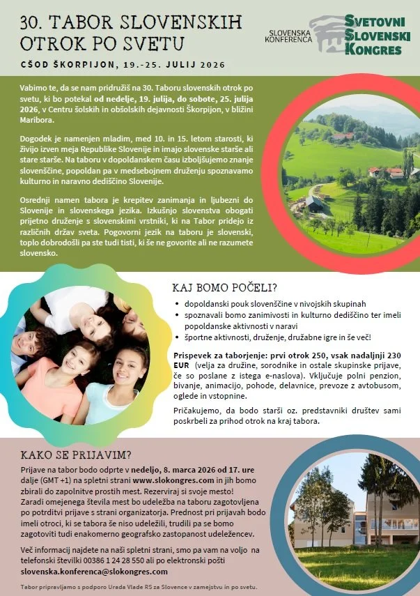 VABILO: 30. Tabor slovenskih otrok po svetu