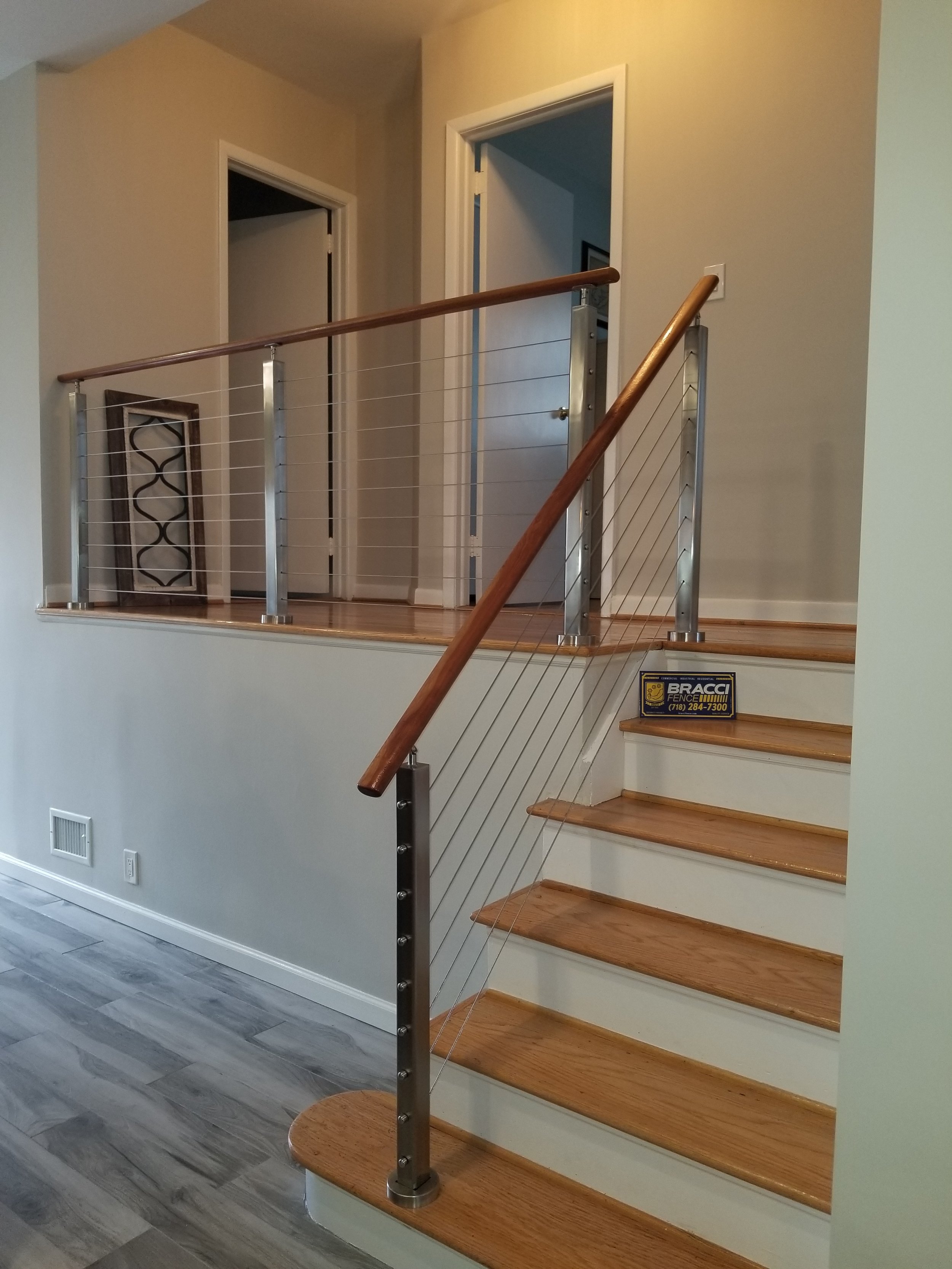 Steel and wood indoor railings