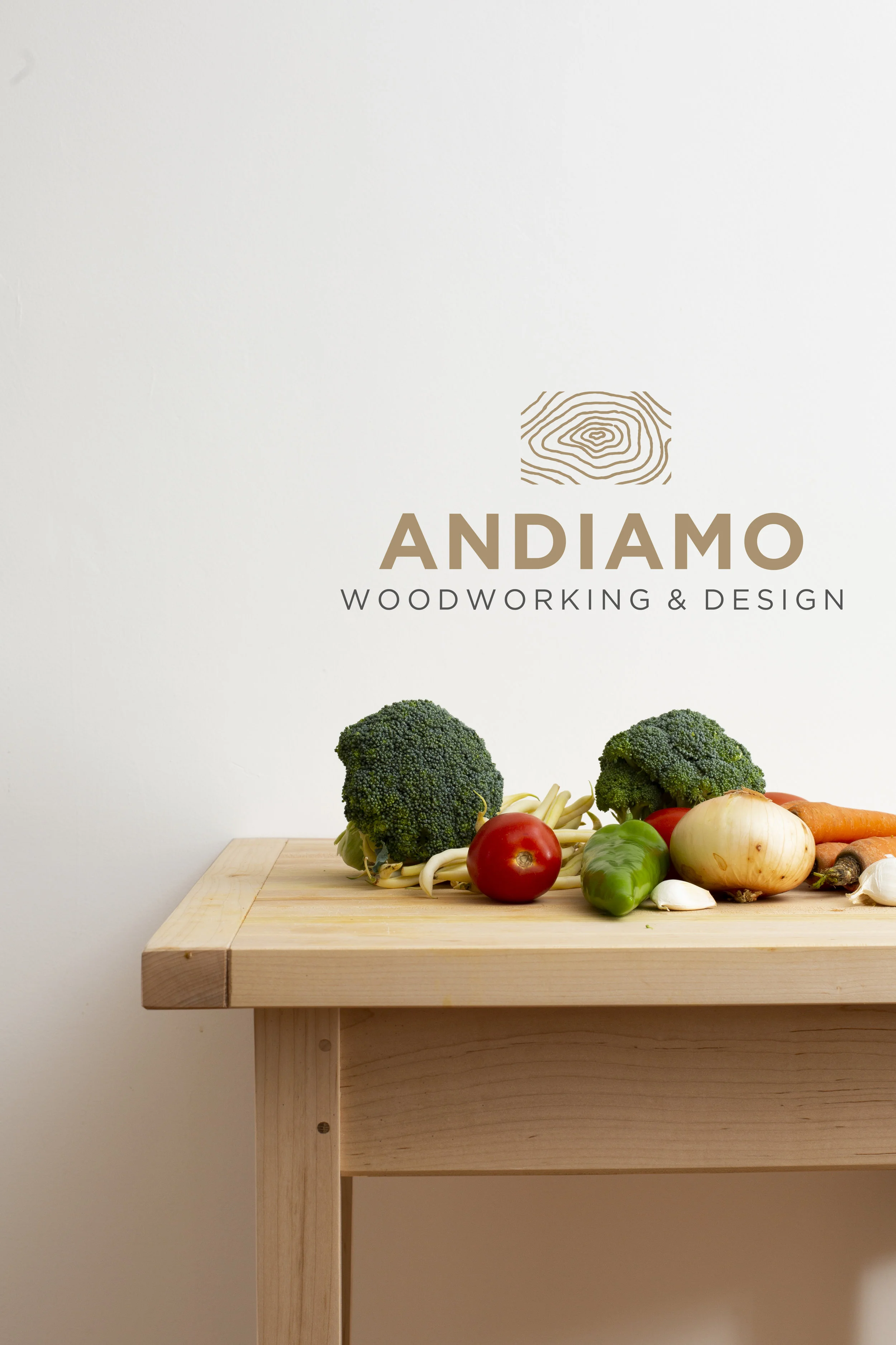 Andiamo Woodworking Logo and Photography