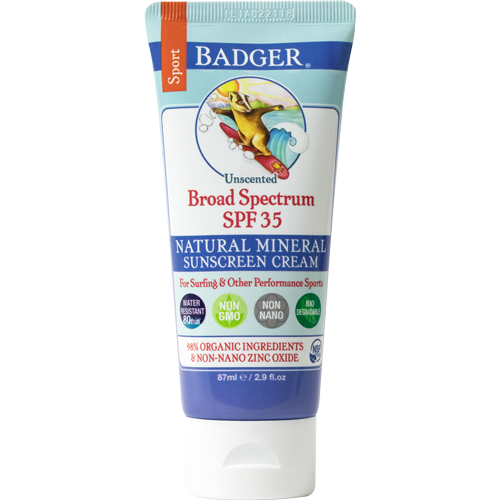 Badger SPF 35 Sport Sunscreen available at The Choosy Chick