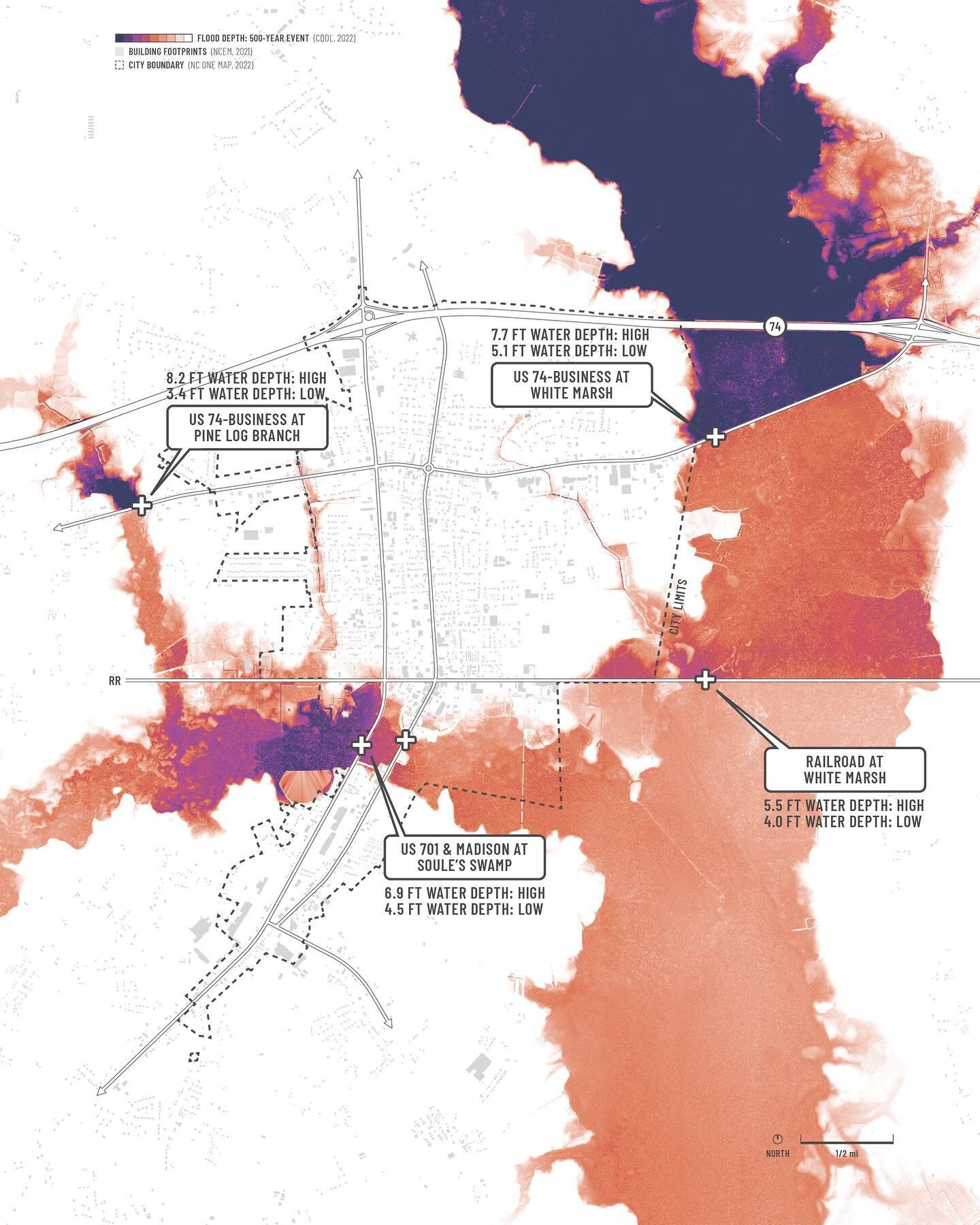 Flood Depth // Whiteville Floodprint #wip #mapnerds