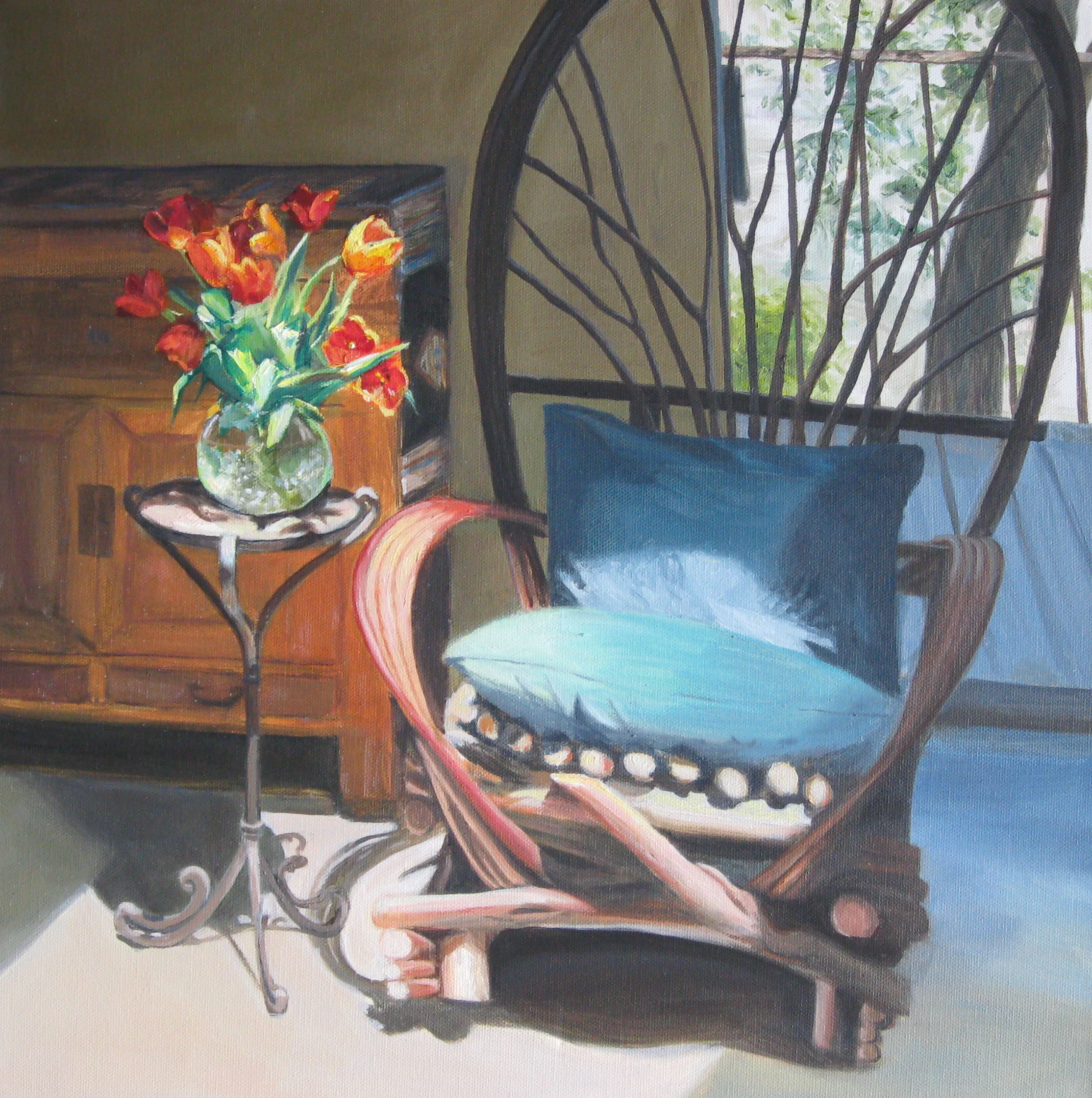 Tulips and the Willow Chair