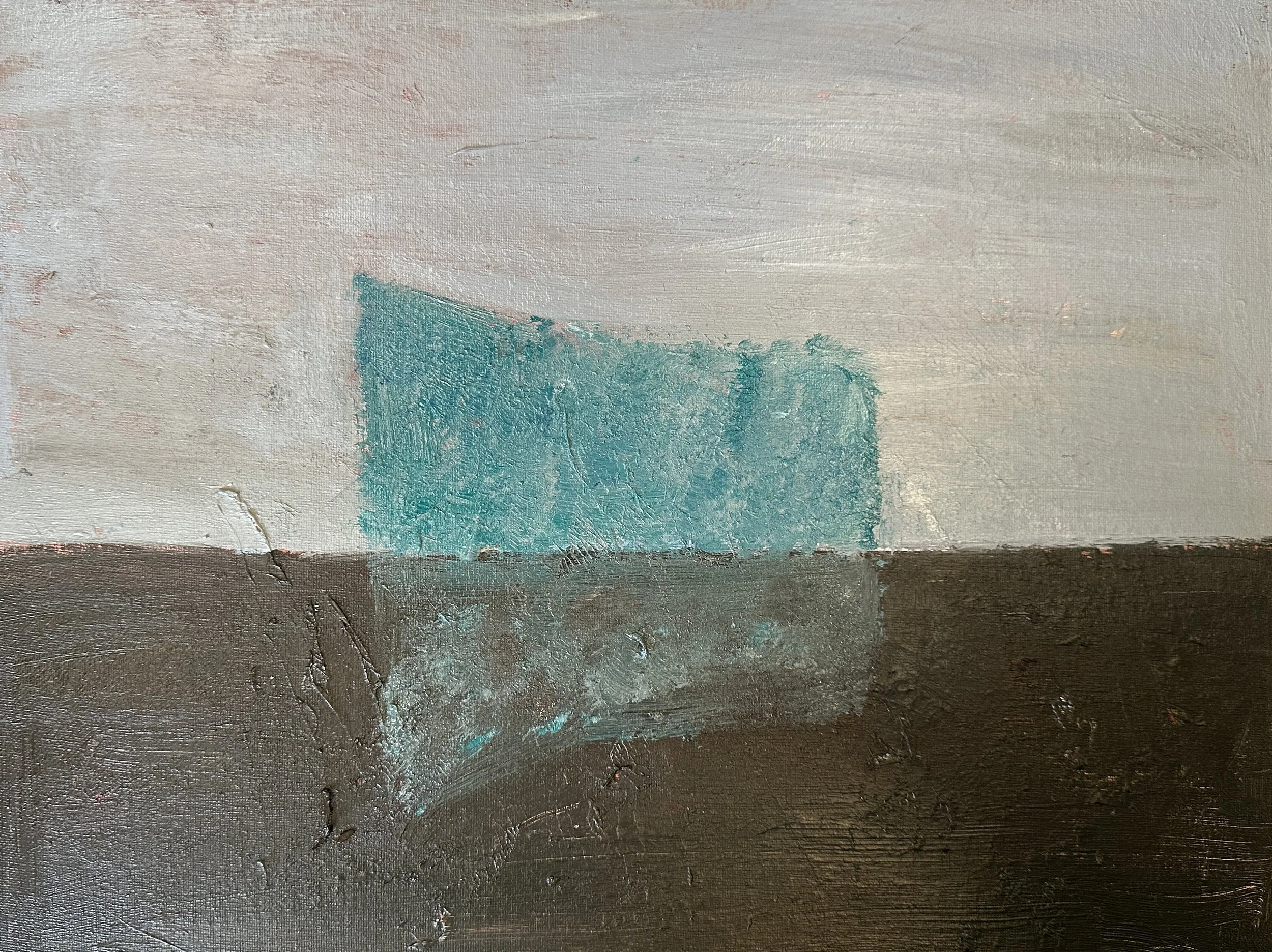 Aqua Rock, Acrylic on canvas, 2025, 12 x 12
