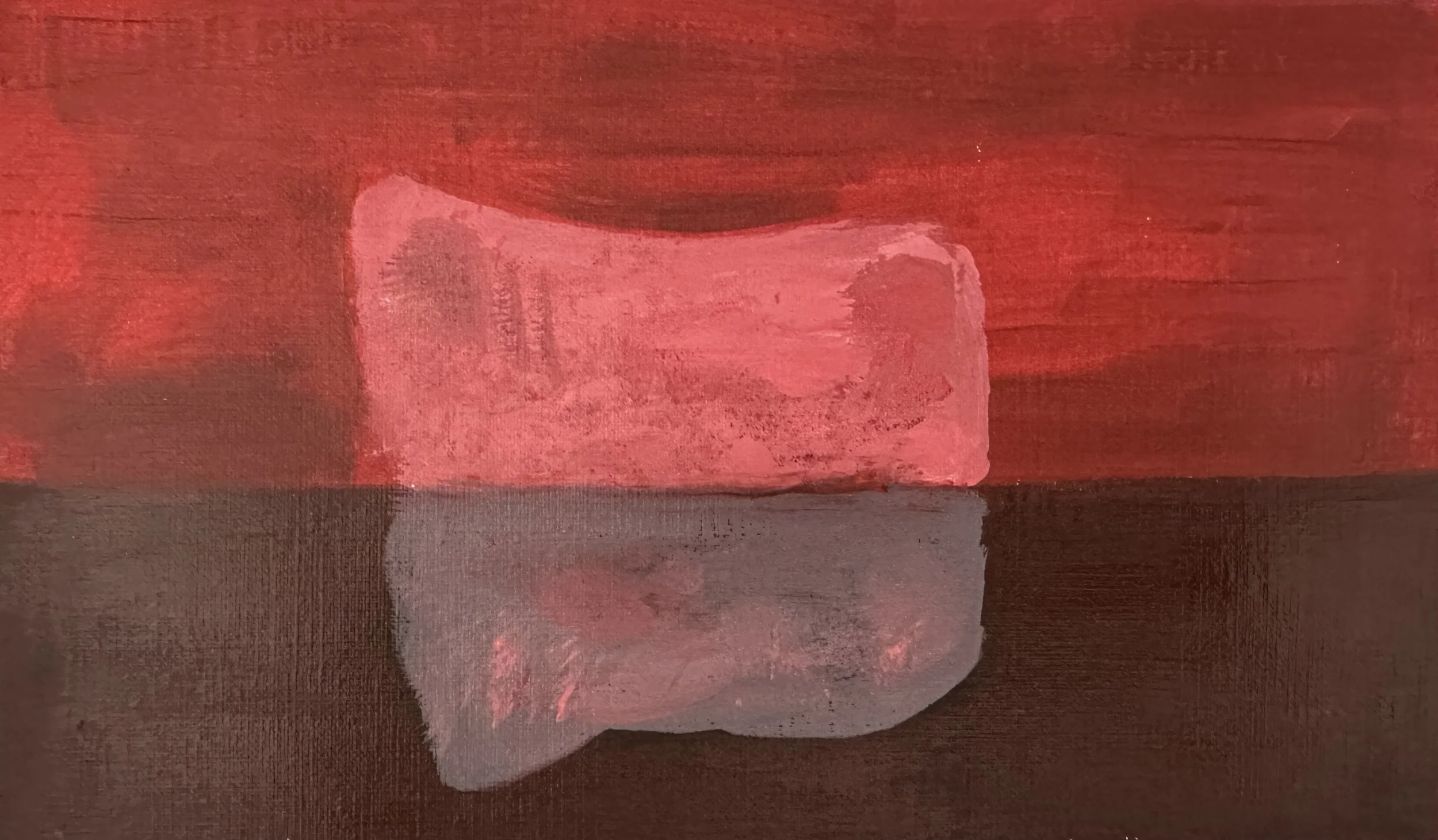 Pink Rock, Red Sky, Acrylic on canvas, 2025