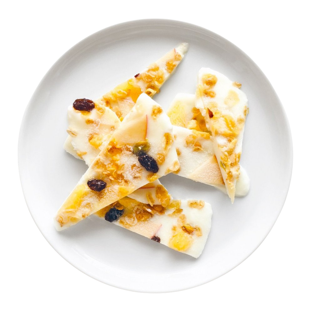 A plate of frozen yoghurt bark