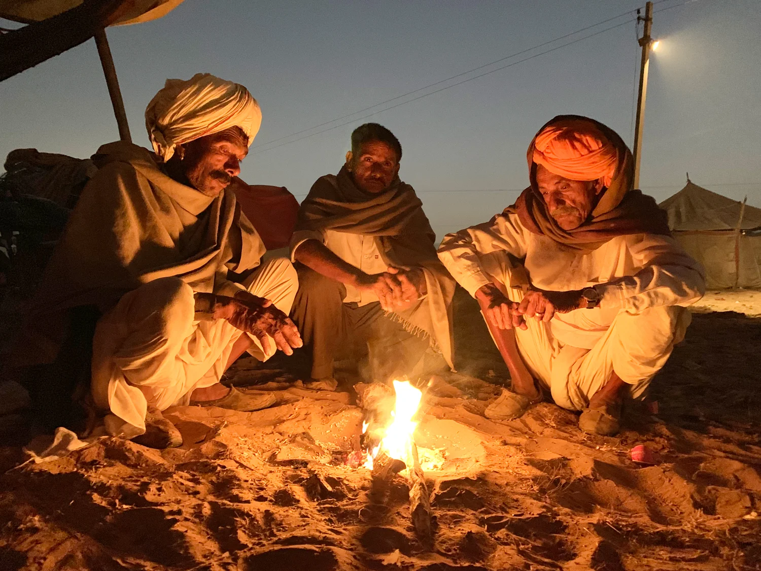 Men by Fire at Pushkar Camel Festival